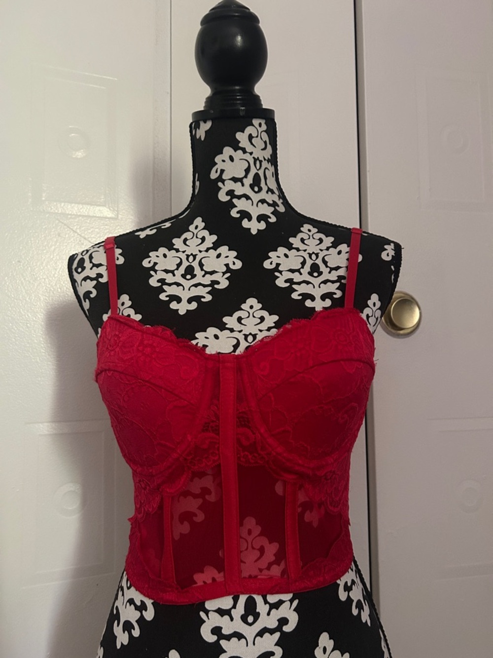 Say What? Red Lace Longline Bustier Corset Top